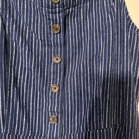 Old Navy Pinstripe Jumpsuit with adjustable straps and smocking in size Medium - Picture 2 of 7